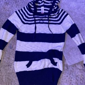 blue and white sweater